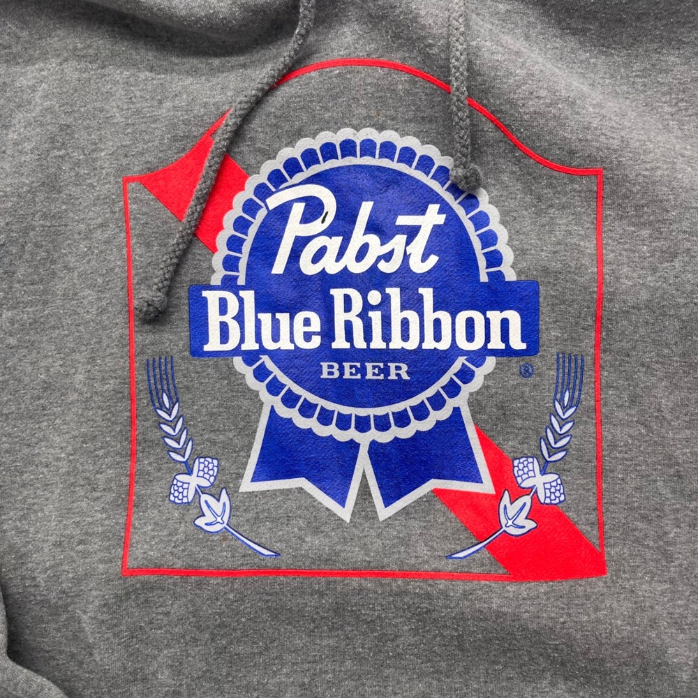 Pabst Blue Ribbon PBR Beer Logo Hoodie Gray Independent Trading Co‎ 2XL